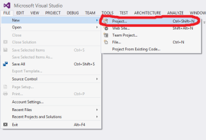 Creating a new project - in Visual Studio 2013