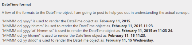 DateTime object different formats.